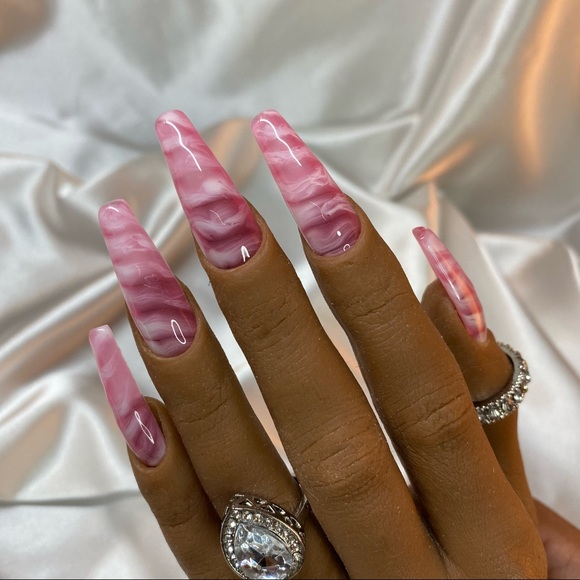 10 piece Press Ons Long Sculpted Coffin Size Small - Picture 8 of 12